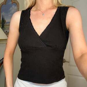 Express Lace Trim Wrap V-Neck Tank Top